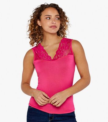 Pink lace cami clearance top