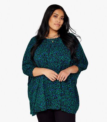 Apricot Curves Green Animal Print Top New Look