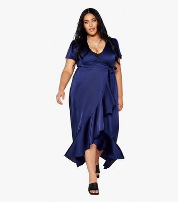 Navy wrap sales dress plus size