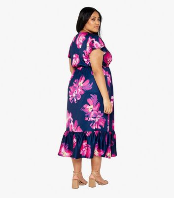 Apricot Curves Navy Floral Midaxi Dress New Look