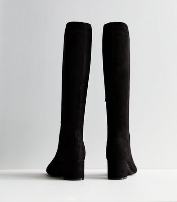 block heel stretch knee high boots