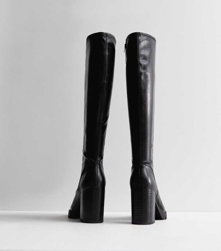 wide fit heeled knee high boots