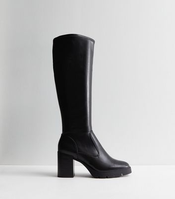 Black fitted shop knee high boots