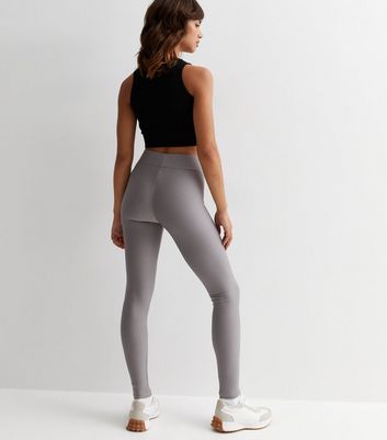 Pale Grey Ribbed Jersey Leggings New Look