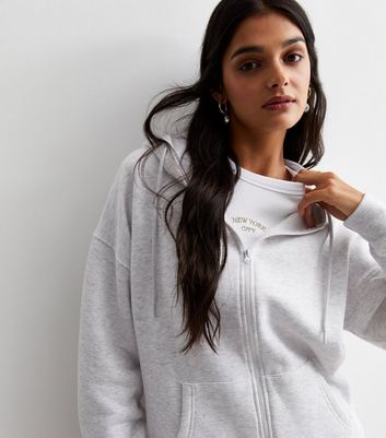 Plain grey zip up hoodie sales womens