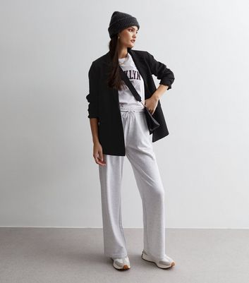 Grey jersey wide outlet leg trousers