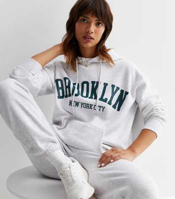 Pale Grey Brooklyn Logo Hoodie