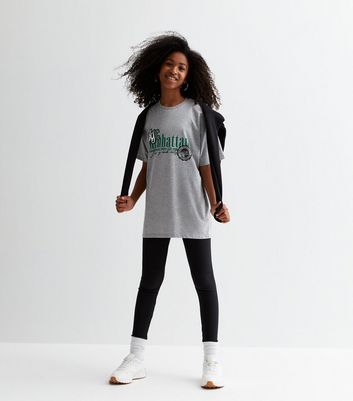 Girls Grey Manhattan Logo T-Shirt New Look