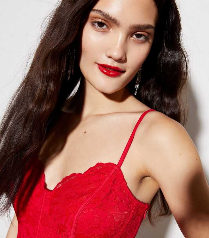 Dark Red Lace Bodycon Mini Dress Dark Red Lace Bodycon Mini Dress
