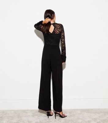 Lace wide hot sale leg jumpsuit