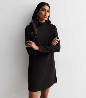 JDY Black High Neck Long Sleeve Mini Dress