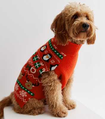 Red Christmas Knit Dog Jumper