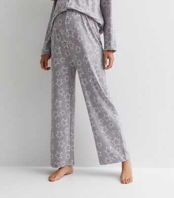 Maternity Light Grey Revere Trouser Pyjama Set with Star Print New Look