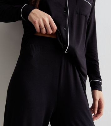 Black Revere Trouser Pyjama Set New Look