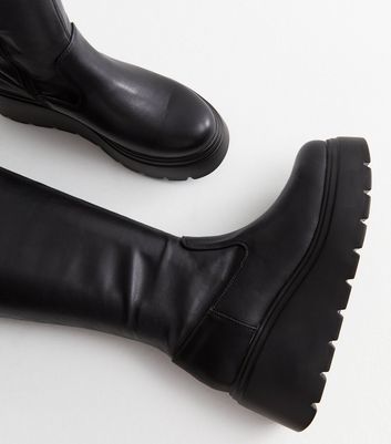 Wedge heel hot sale leather boots