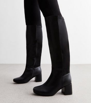 Wide fit stretch top knee high boots