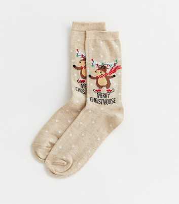 Cream Merry Christmoose Socks