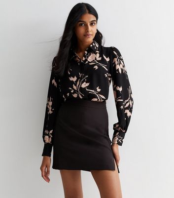 トップス FloraCore Flower long sleeve shits Black Buy Black Jacquard Floral Long Sleeve Sheer Shirt from the