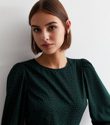 Black Spot Crew Neck Mini Tea Dress New Look