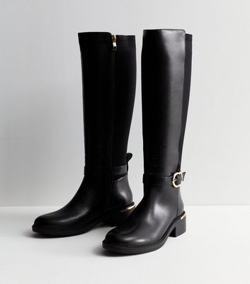 Black wide fit 2025 knee high boots