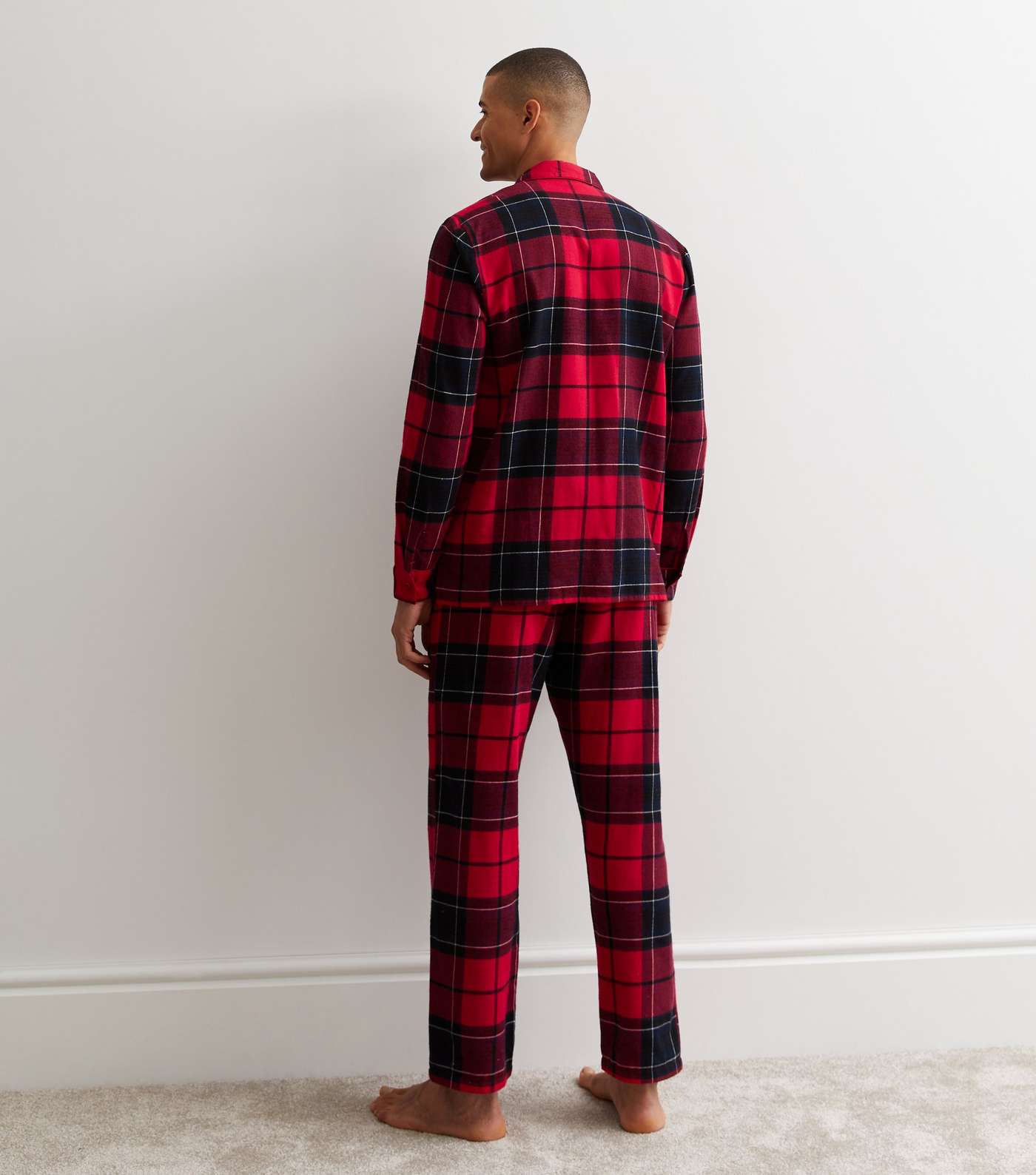 Red Trouser Family Christmas Pyjama Set with Check Pattern Image 6