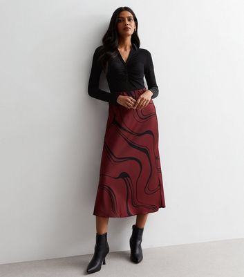 New look discount burgundy glitter skirt