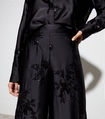 New look black 2024 wide leg trousers