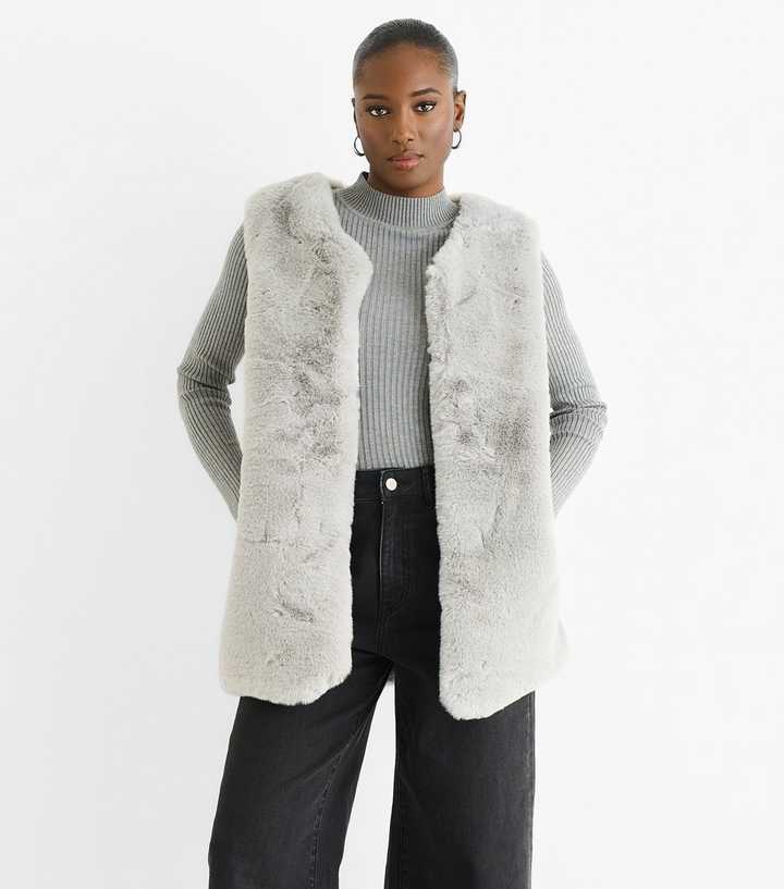 Gini London Grey Faux Fur Gilet