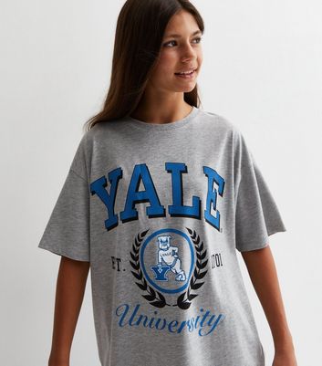 Girls Grey Yale Logo Oversized T-Shirt