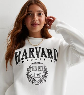 Girls Cream Harvard Logo Sweatshirt New Look