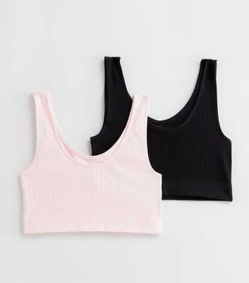 Girls 2 Pack Pale Pink and White T-Shirt Bras