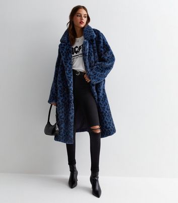 Something navy clearance leopard coat