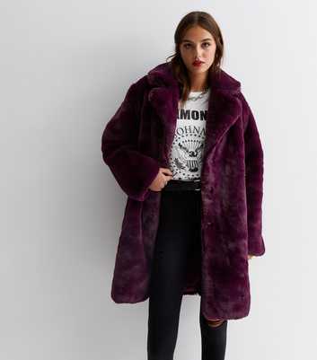 Gini London Black Faux Fur Hooded Long Coat