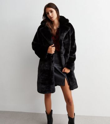 Fur faux clearance coat black