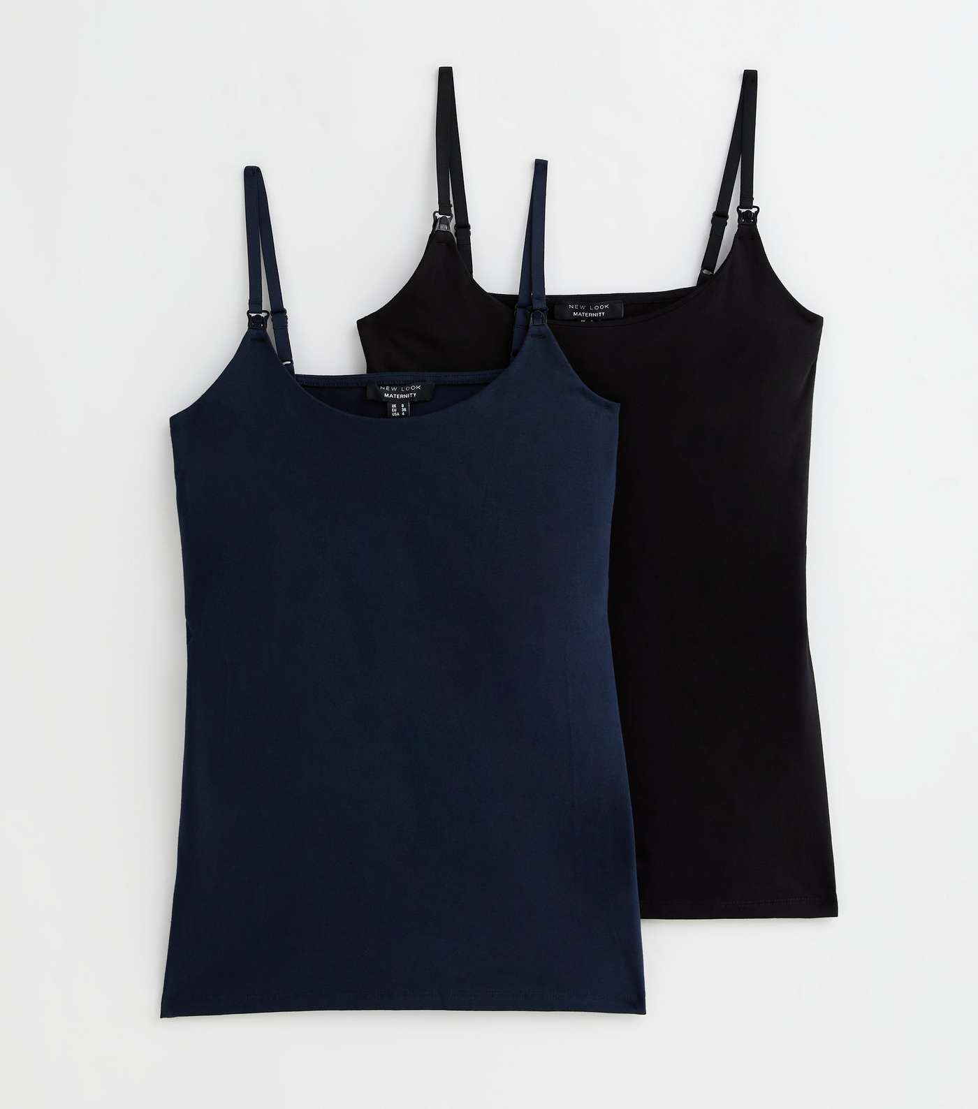 Maternity 2 Pack Black and Navy Jersey Nursing Cami Tops Image 5