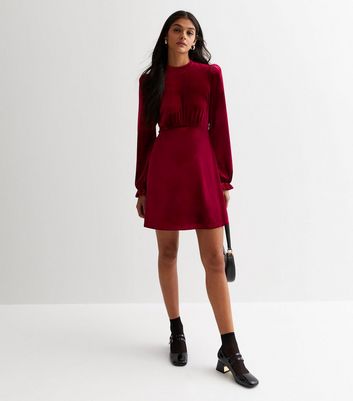 Maroon long sleeve hot sale short dress