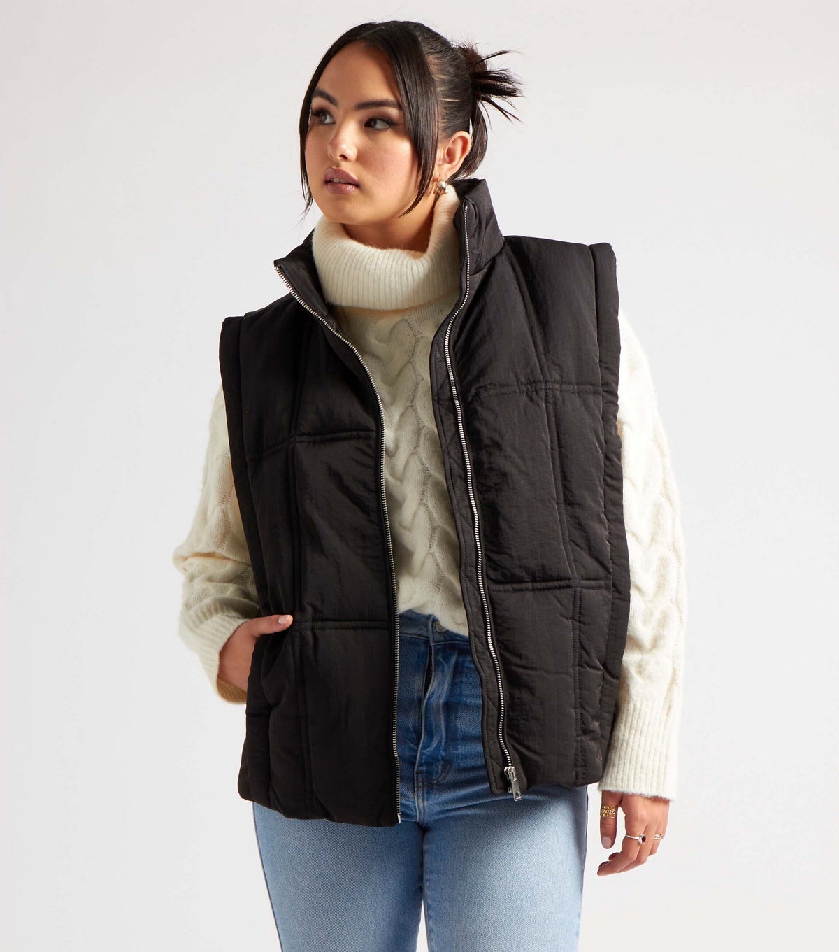 Women's Black Padded Gilet Urban Bliss New Look