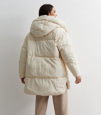 Urban Bliss Off White Mid Length Puffer Coat New Look