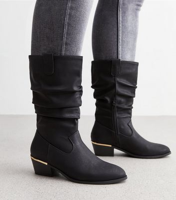 KNOTTED SLOUCHY BOOTS in Black | VENUS