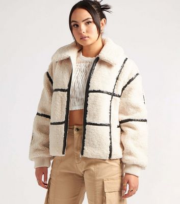 Checkered borg clearance jacket