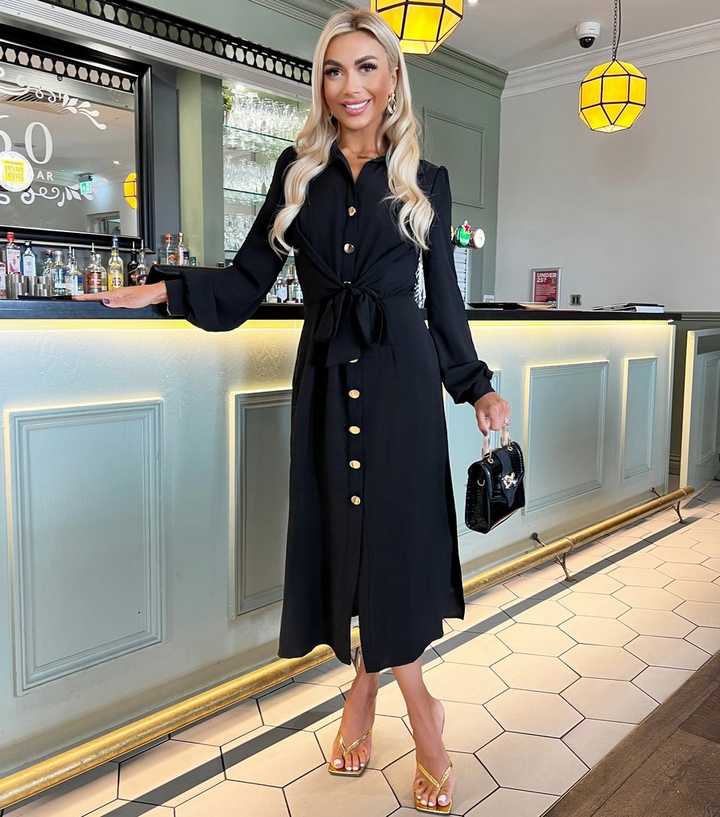 Belted Dress Black Shirt Dress New Look AX Paris Black Belted Midi