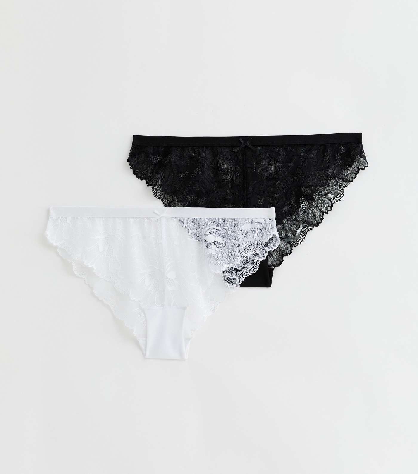 2 Pack Black and White Lace Brazilian Briefs Image 5
