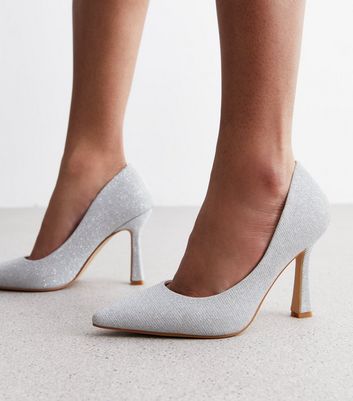 Silver stiletto best sale court shoes