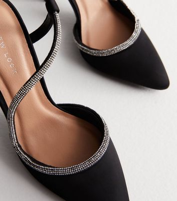 Black diamante court shoes best sale