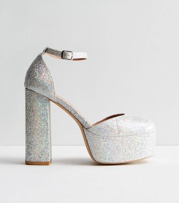 Silver platform heels closed toe on sale