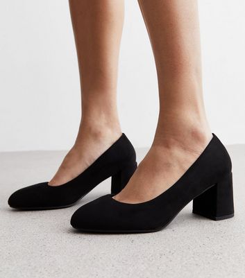 Wide fit black store pumps