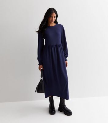 Long sleeve midi smock dress best sale