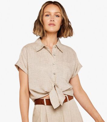 New look petite button outlet down skirt in stone