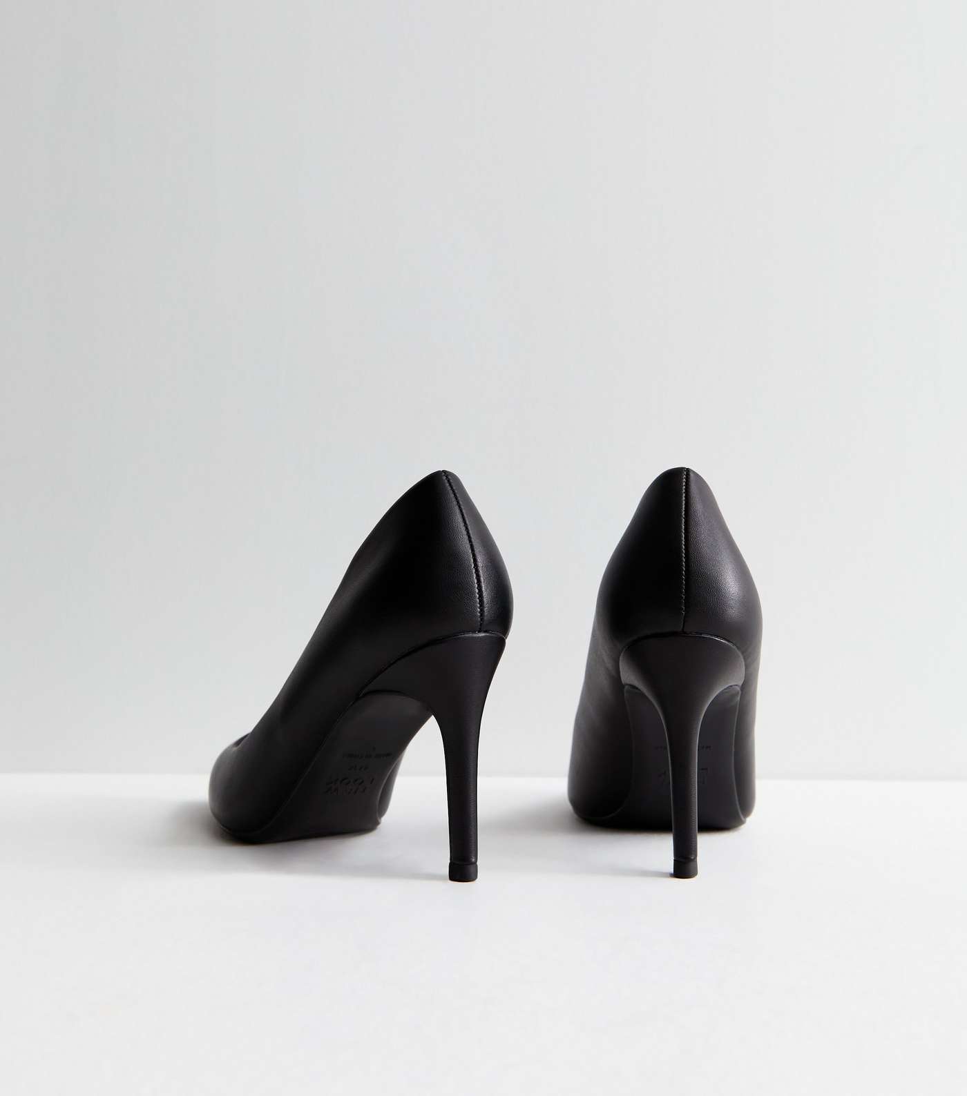 Black Leather-Look Stiletto Heel Court Shoes Image 3