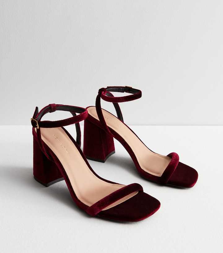 burgundy low heel sandals